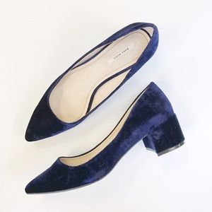 Zara Velvet Navy Block Heels